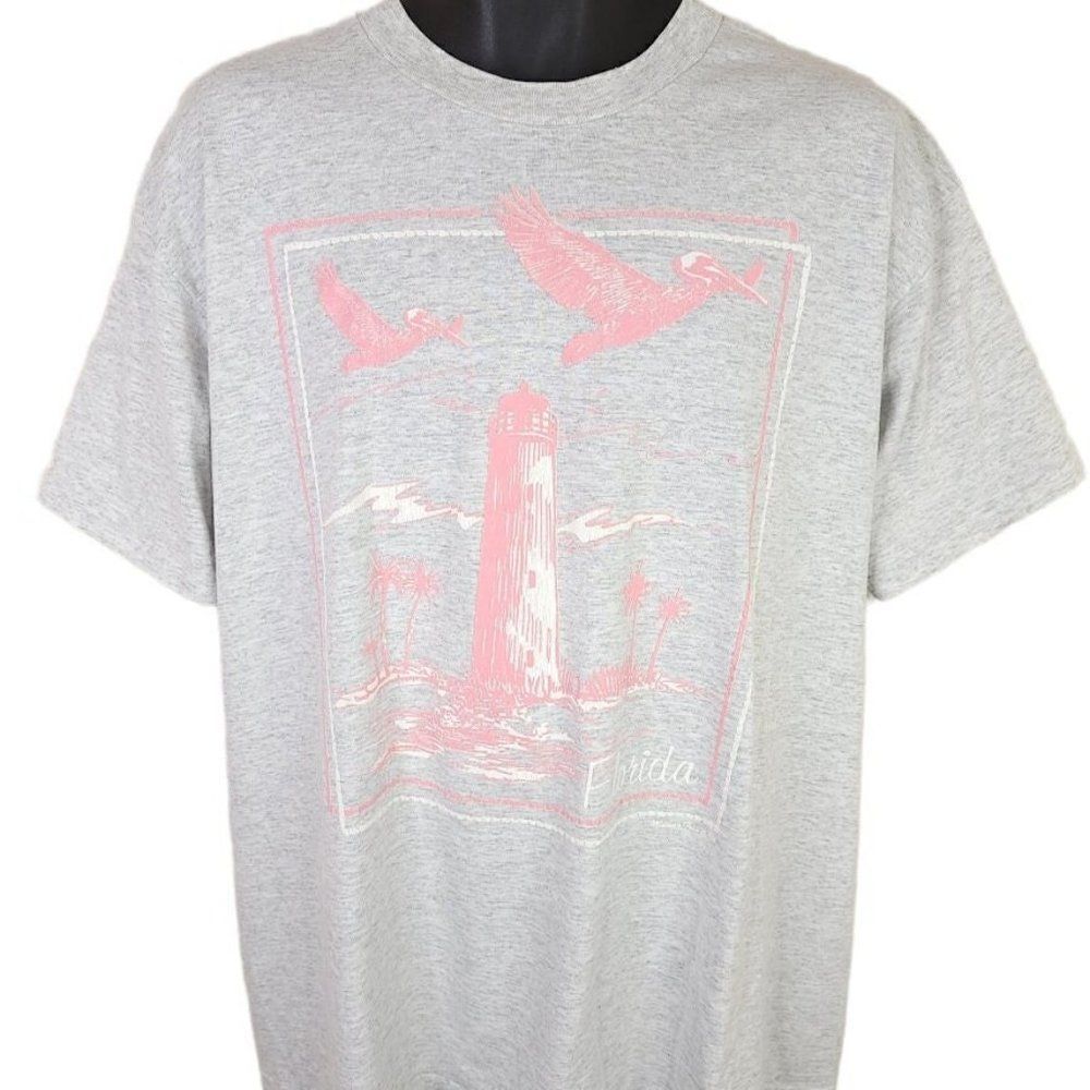 Florida Lighthouse T Shirt Vintage 90s Pelicans Nature Tee Made In USA Mens XL